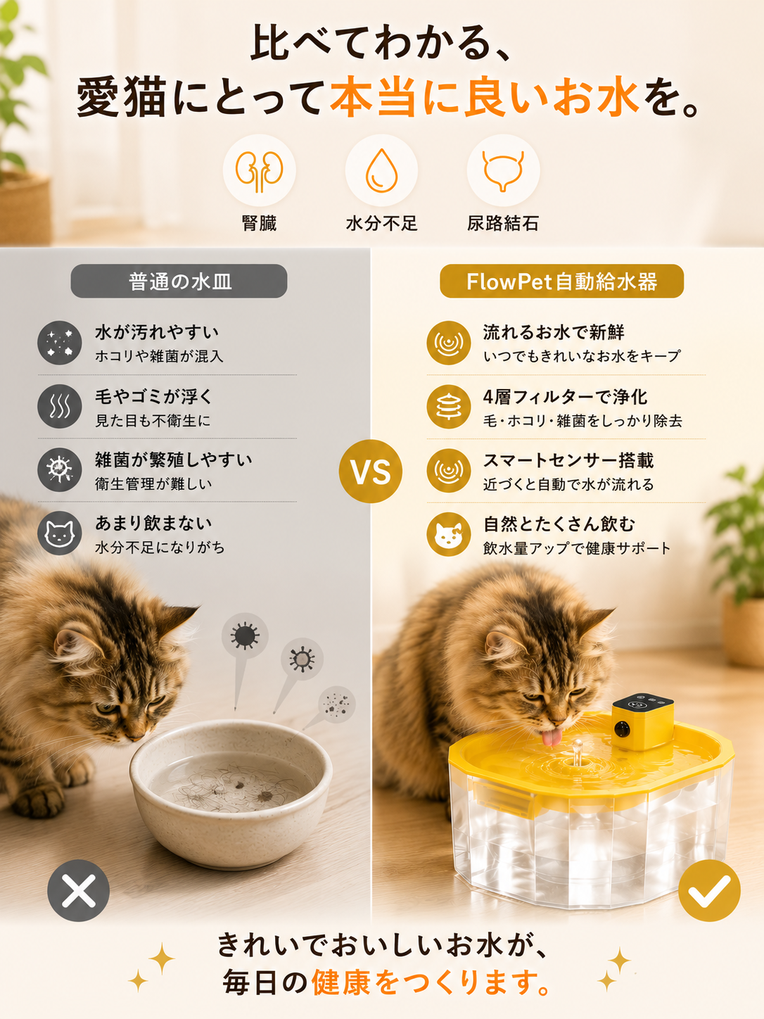 ✨ 2027年最新モデル ✨  FlowPet™ コードレス自動給水器