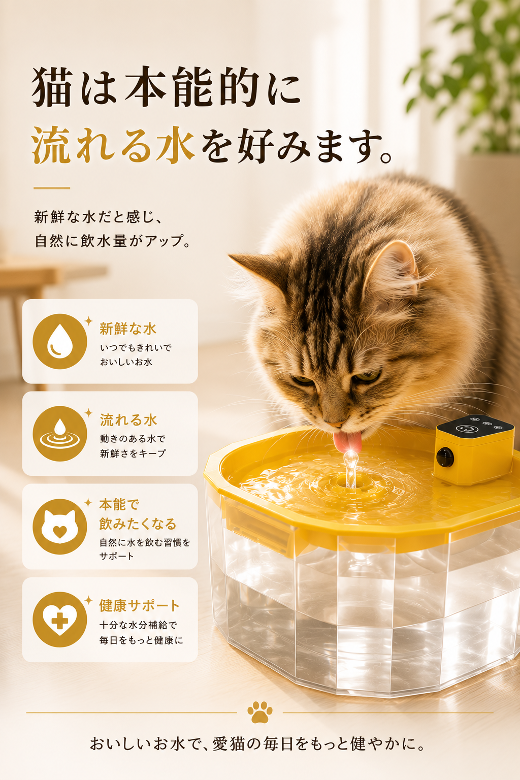 ✨ 2027年最新モデル ✨  FlowPet™ コードレス自動給水器