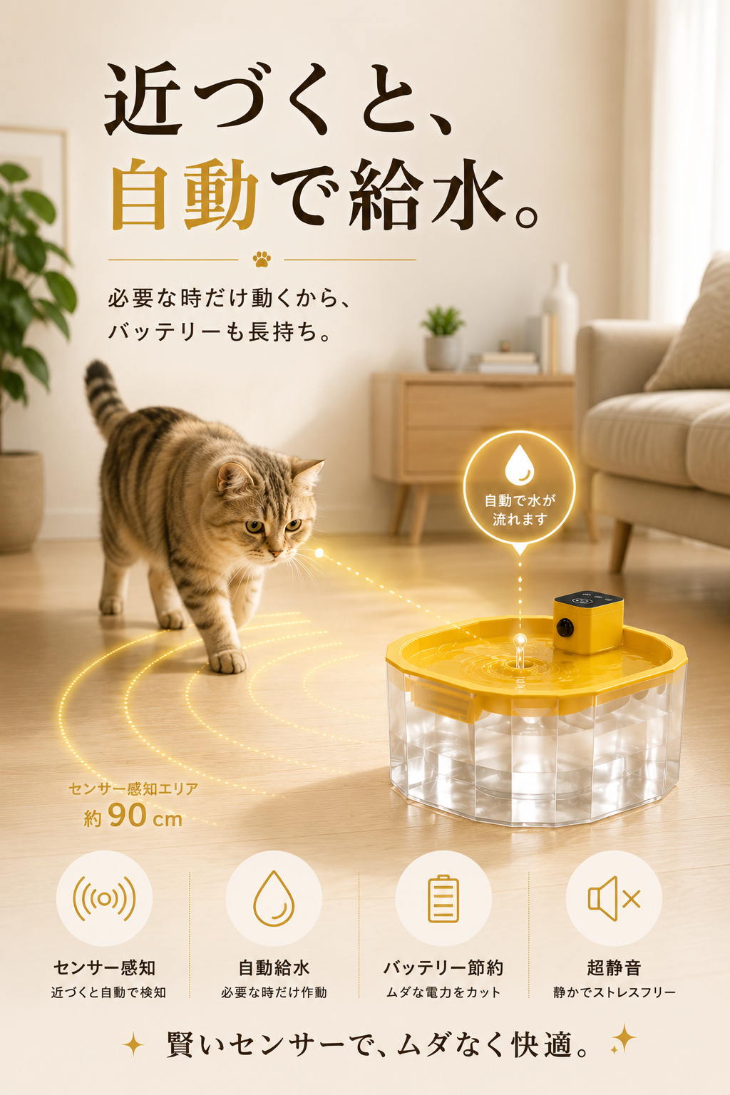✨ 2027年最新モデル ✨  FlowPet™ コードレス自動給水器