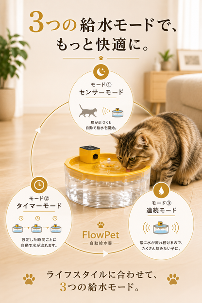 ✨ 2027年最新モデル ✨  FlowPet™ コードレス自動給水器