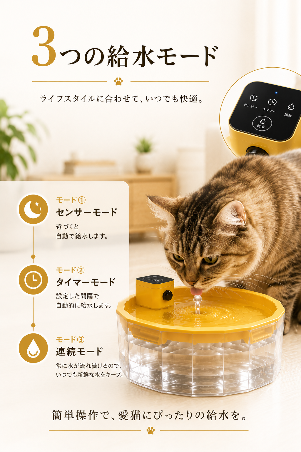 ✨ 2027年最新モデル ✨  FlowPet™ コードレス自動給水器