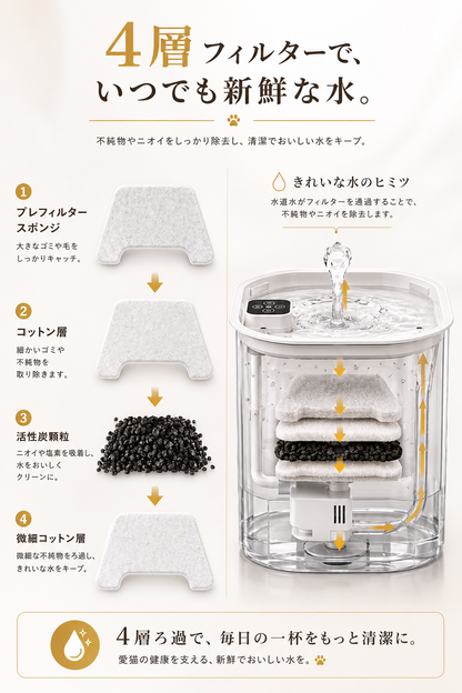 ✨ 2027年最新モデル ✨  FlowPet™ コードレス自動給水器