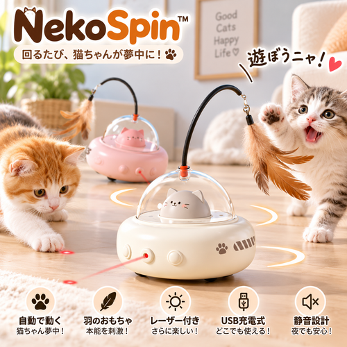 NekoSpin™ 自動キャットトイ｜猫ちゃん夢中の電動おもちゃ