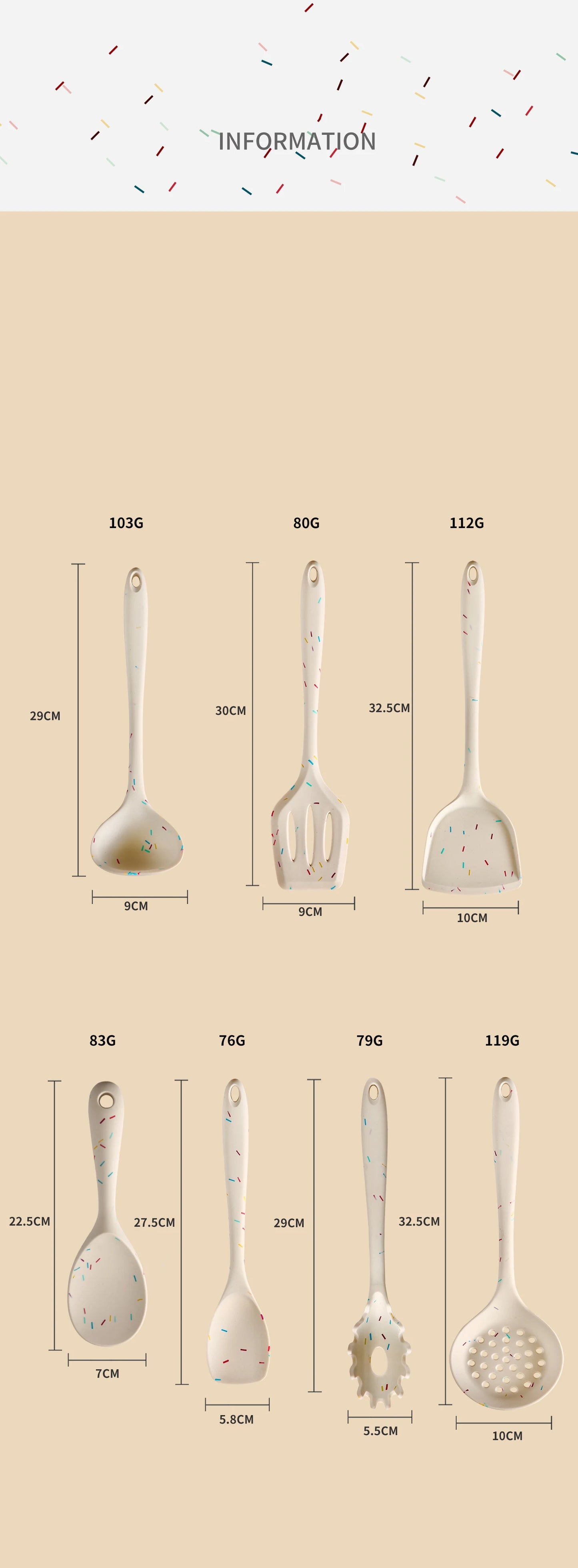 シリコンキッチンツールセット 木製ハンドル 調理用キッチン用品 7点セット