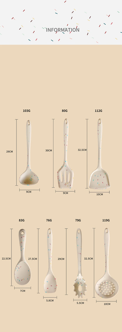 シリコンキッチンツールセット 木製ハンドル 調理用キッチン用品 7点セット